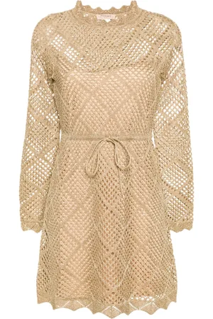 Twin-Set Open-knit lurex mini dress