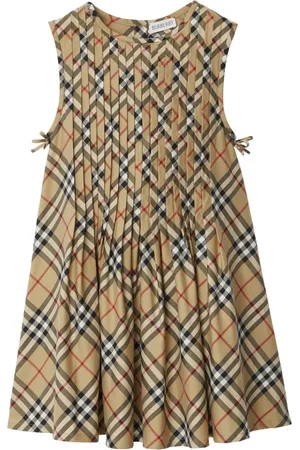 Burberry Vintage-Check pleated stretch-cotton dress