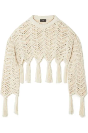 Alanui Chevron knit fringed cropped jumper