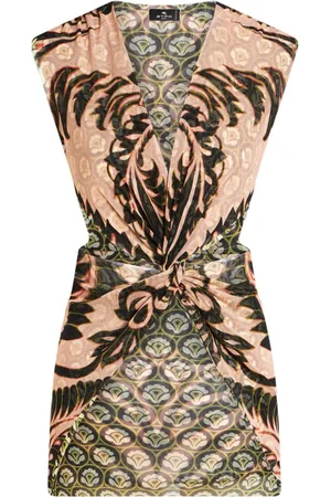 Etro Floral-print sleeveless tulle top