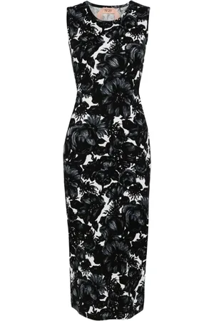 Nº21 Floral-intarsia cotton maxi dress