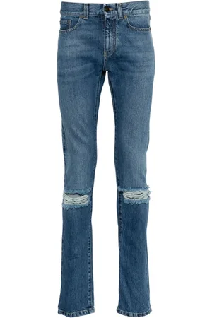 Saint Laurent Ripped-detail slim-fit jeans