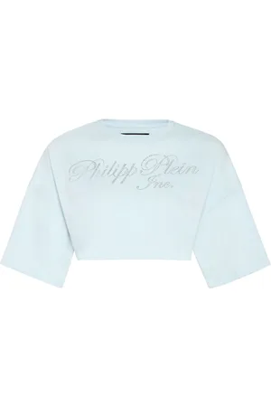 Philipp Plein Crystal-embellished logo-print cropped T-shirt
