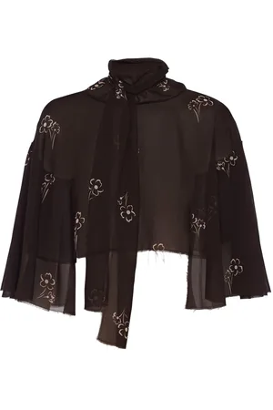Prada Floral-print georgette cape
