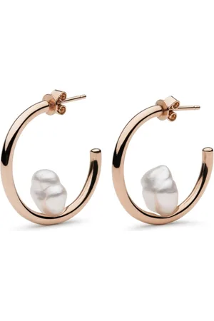 Autore 9kt rose gold Camille pearl hoop earrings