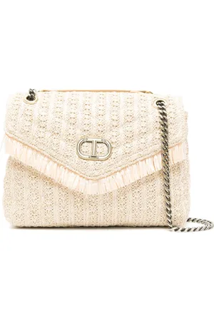 Twin-Set Oval-T raffia shoulder bag