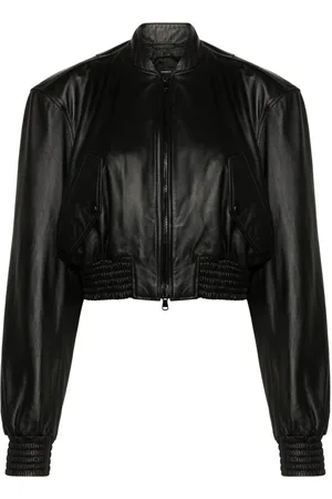 WARDROBE.NYC Cropped leather bomber jacket
