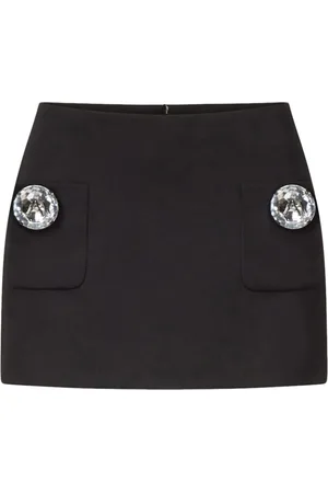 AREA Crystal-embellished wool mini skirt