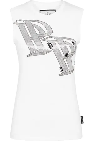 Philipp Plein Crystal-embellished logo-print tank top