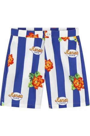 Kenzo Logo-print striped cotton shorts