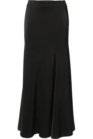 Serafini Satin flared midi skirt