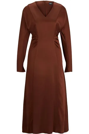 HUGO BOSS V-neck satin midi dress