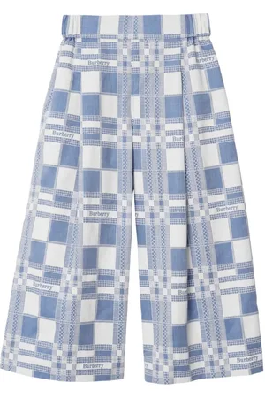 Burberry Checked wide-leg cotton trousers