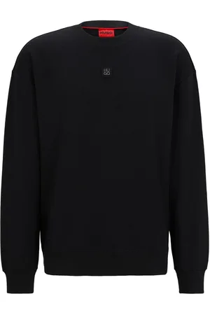 HUGO BOSS Logo-patch stretch-cotton hoodie