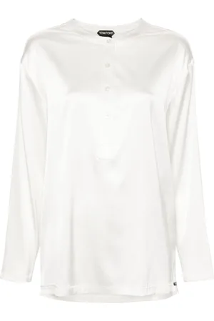 Tom Ford Band-collar satin blouse
