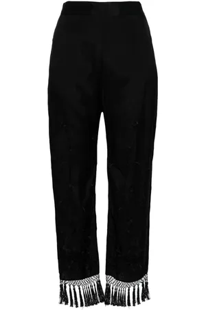 SEMICOUTURE Floral-embroidered straight trousers