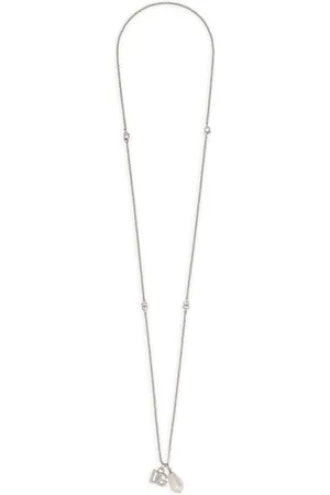 Dolce & Gabbana Logo-plaque pearl-pendant necklace