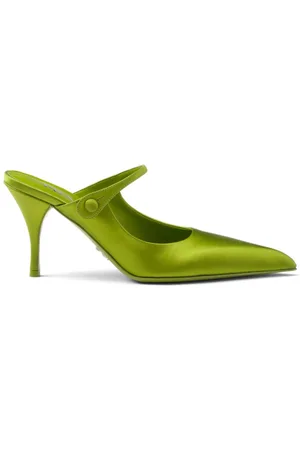 Prada 75mm pointed satin mules