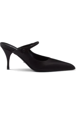 Prada 75mm pointed satin mules