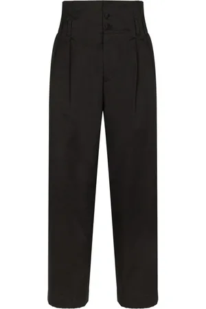 Dolce & Gabbana High-waisted pleated cotton trousers