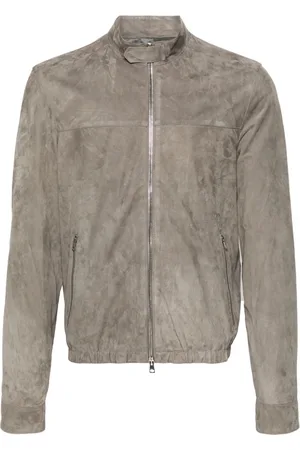 LOW BRAND Zip-up suede bomber jacket