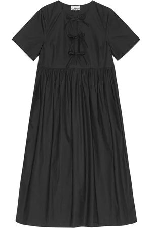 Ganni Cotton Poplin Long Tie String Dress