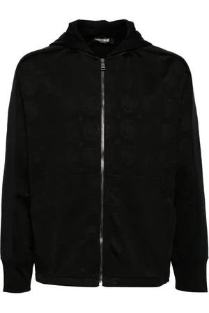 Roberto Cavalli Logo-jacquard zip-front hoodie