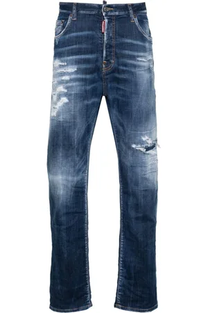 Dsquared2 Dark Ripped Cast Wash Bro straight-leg jeans