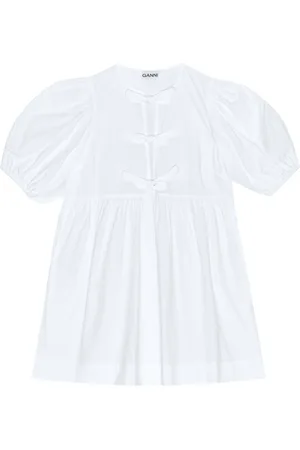 Ganni Cotton Poplin Tie String Mini Dress