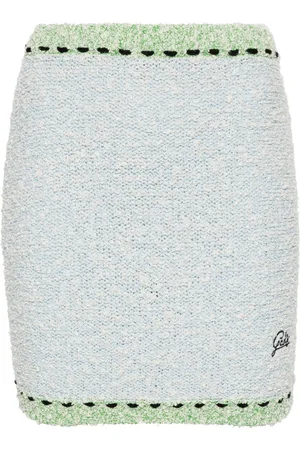 GCDS Logo-embroidered bouclé mini skirt