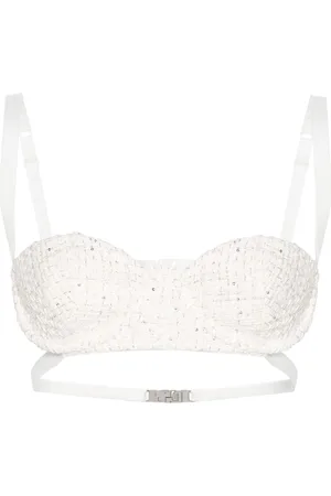 GCDS Sequin-embellishment tweed bralette