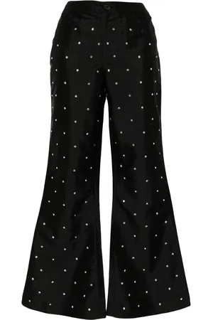BATSHEVA Lawyer rhinestone-embellished flared trousers