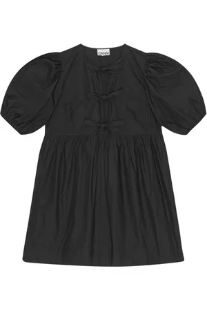 Ganni Cotton Poplin Tie String Mini Dress