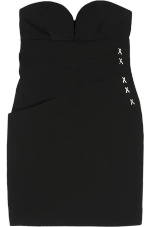GENNY Rhinestone-embellished pleat-detail minidress
