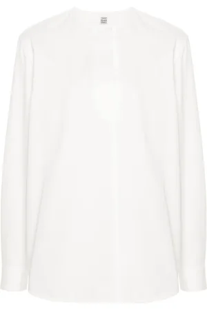 Totême Collarless twill blouse