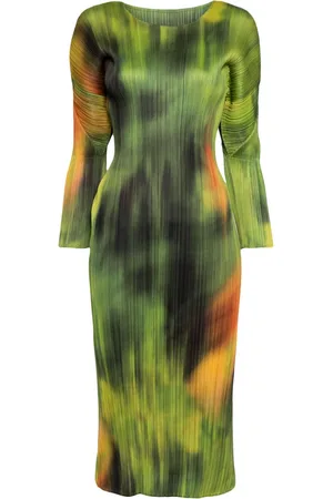 PLEATS PLEASE ISSEY MIYAKE Turnip & Spinach plissé midi dress