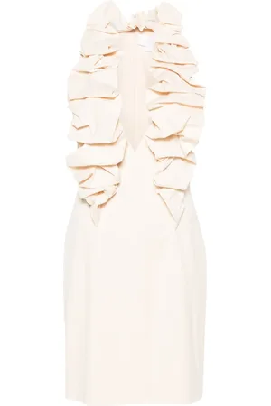 GENNY Ruffle-trim crinkled minidress