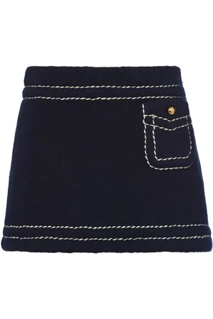 Prada Contrast-stitching cashmere miniskirt