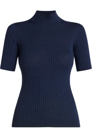 VERSACE Medusa-plaque ribbed-knit wool top
