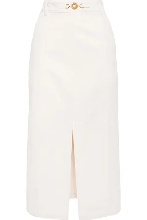 Patou Slit-detail denim midi skirt