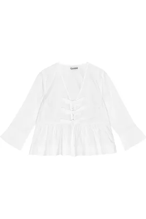 Ganni Tie-fastened organic-cotton blouse