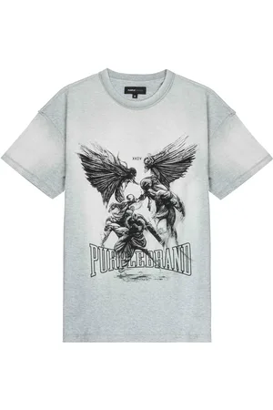 Purple Brand Fight-print cotton T-shirt