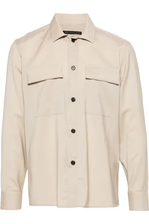 LOW BRAND Patch-pocket virgin-wool shirt