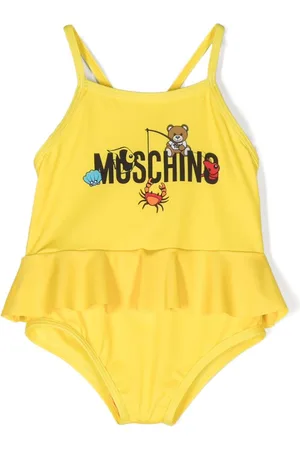 Moschino Logo-print ruffled swimsuit