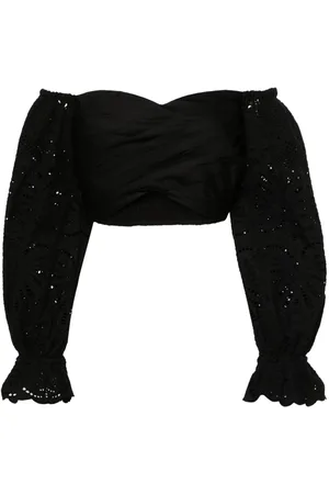 Self-Portrait Broderie anglaise cropped blouse
