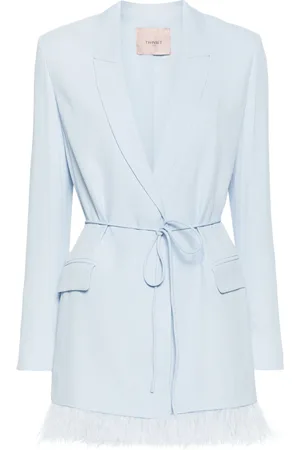 Twin-Set Feather-trim satin blazer
