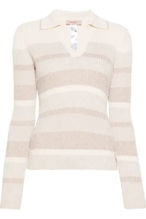 Twin-Set Striped lurex-detailing jumper
