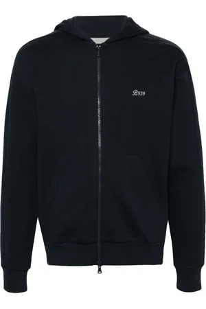 Boggi Milano Logo-embroidered zipped hoodie