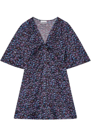 Ganni Satin V-neck minidress