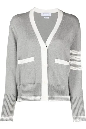 Thom Browne 4-Bar V-neck cotton cardigan